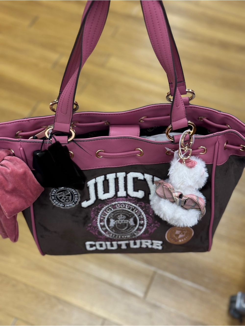 Juicy Couture Pink & Brown Logo Tote Bag